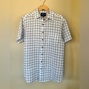 Rodd & Gunn 100% Linen Blue & White Short Sleeve Button Front Size L